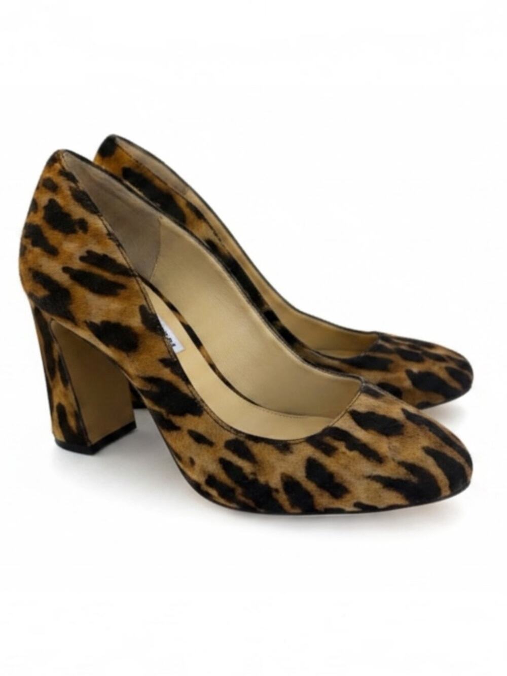 Vince Camuto Leopard Print Calf Hair Pumps Size 7M Block Heel